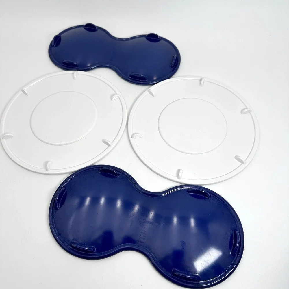 Tupperware 2 Spoon Rests 2 Round Trivets Blue White Green Kitchen Lot Melamine